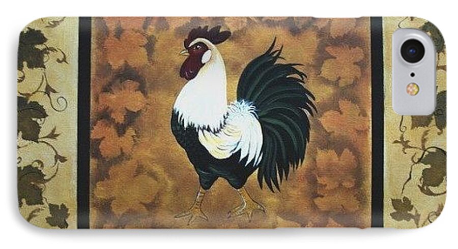 Rooster iPhone 7 Case featuring the painting Standing Guard In Fall by Cindy Micklos