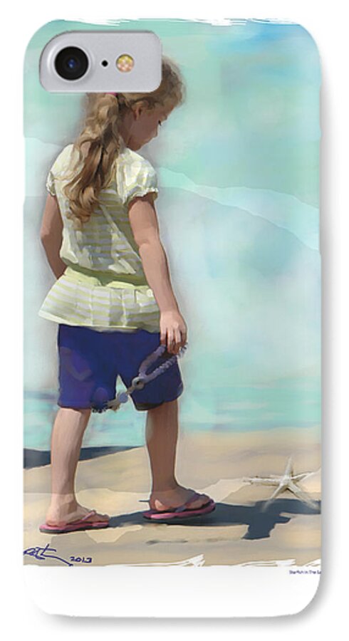 Girl iPhone 7 Case featuring the painting Starfish In The Sand by Bob Salo