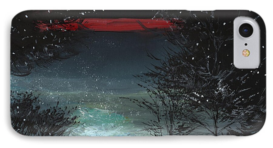 Light iPhone 7 Case featuring the painting Starry Night by Anil Nene