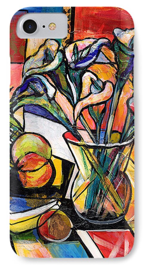 Everett Spruill iPhone 7 Case featuring the painting Still Life with Fruit and Calla Lilies by Everett Spruill