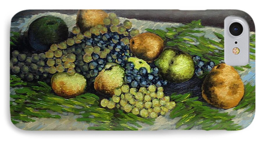 Still Life Prints Paintings iPhone 7 Case featuring the painting Still life with Pears and Grapes by Natalia Astankina