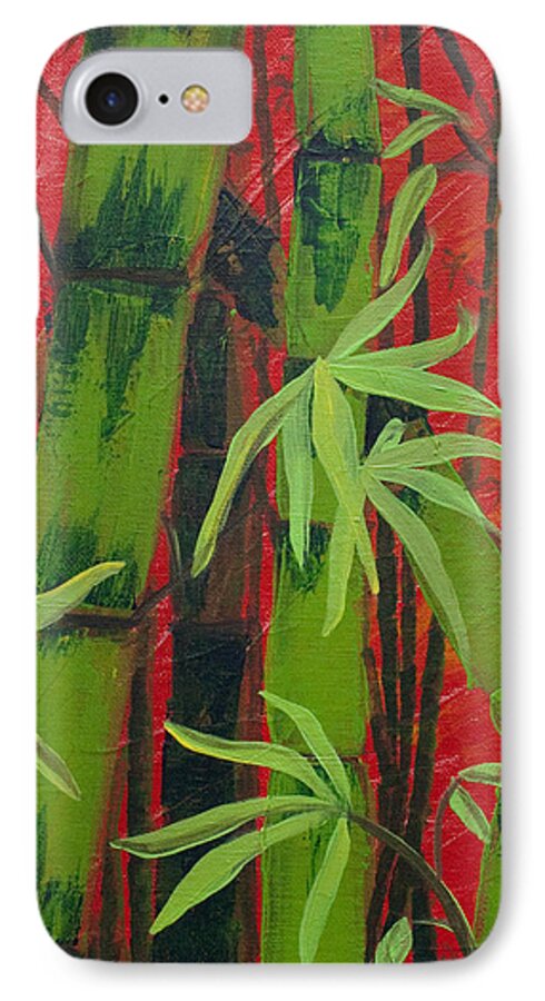 Bamboo iPhone 7 Case featuring the painting Sultry Bamboo Forest acrylic painting by Jaime Haney