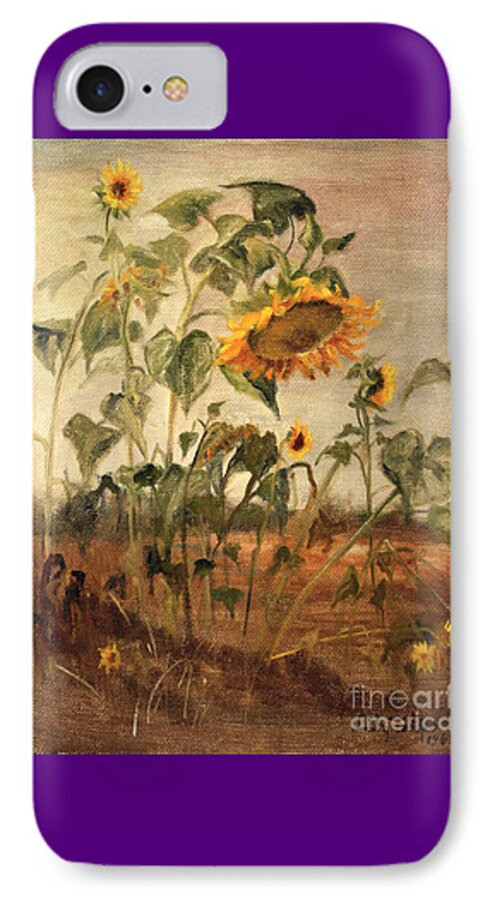Sun Flowers iPhone 7 Case featuring the painting Sun Flowers by Art By Tolpo Collection