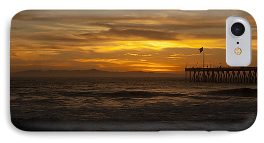 Ventura iPhone 7 Case featuring the photograph Sun Setting Behind Santa Cruz With Ventura Pier 01-10-2010 by Ian Donley