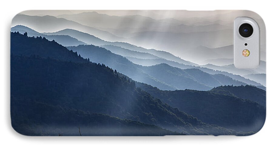 Light Rays At Water Rock Knob Panorama A iPhone 7 Case featuring the photograph Sunbeams 01 by Jim Dollar
