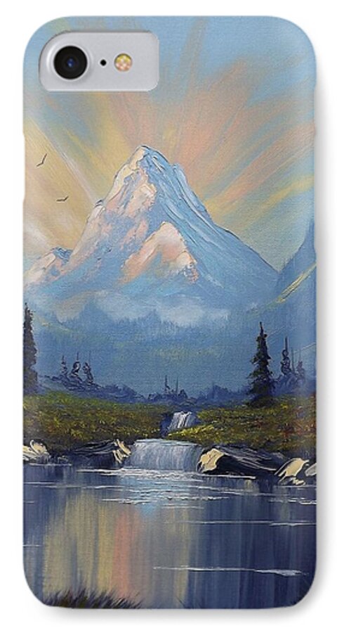 Mountain iPhone 7 Case featuring the painting Sunburst Landscape by Richard Faulkner