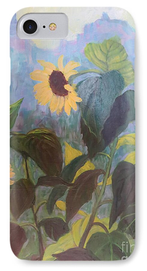 Sunset iPhone 7 Case featuring the painting Sunflower City 1 by Gretchen Allen