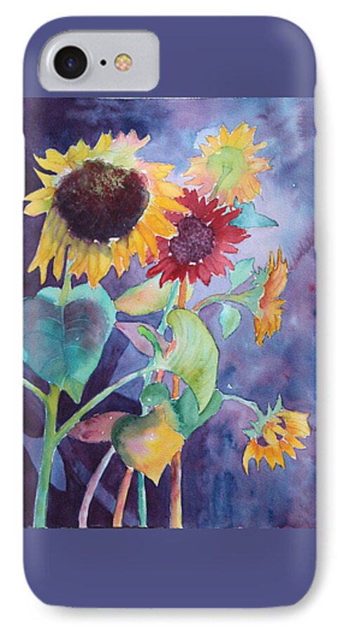 Flowers iPhone 7 Case featuring the painting Sunflower Color by Nancy Jolley