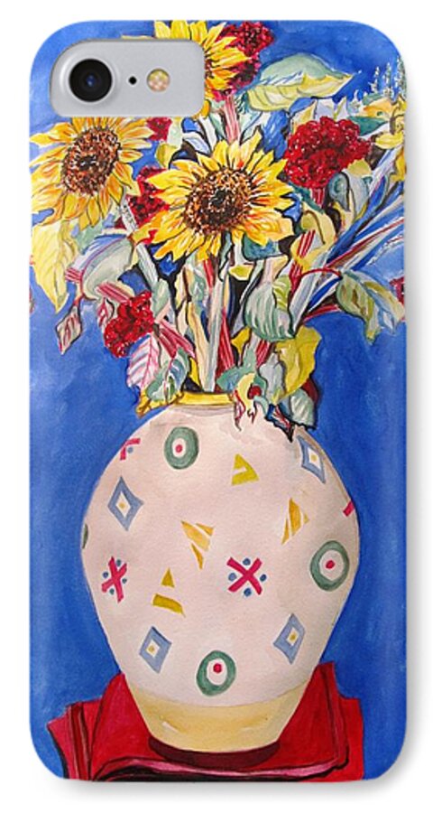 Sunflowers At Home iPhone 7 Case featuring the painting Sunflowers at Home by Esther Newman-Cohen