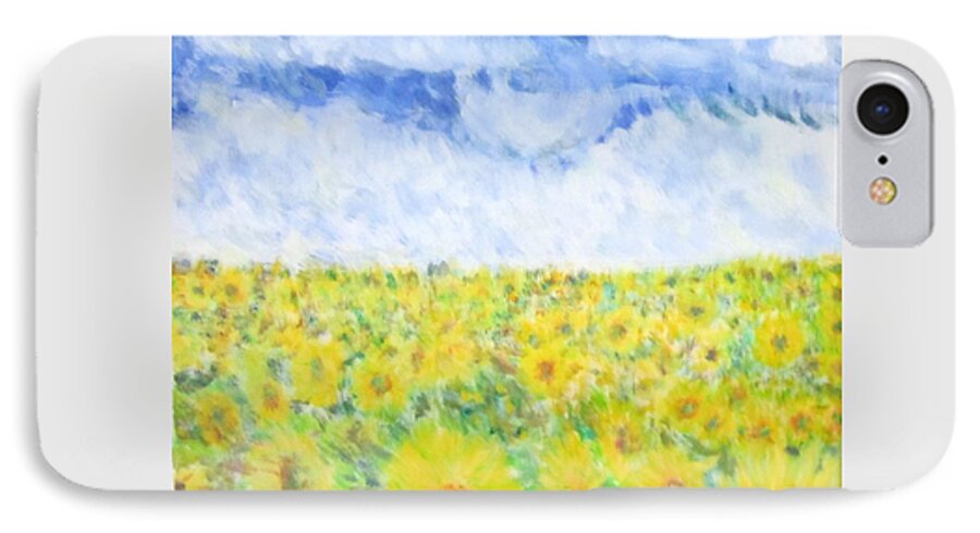 Impressionism iPhone 7 Case featuring the painting Sunflowers in a Field in Texas by Glenda Crigger
