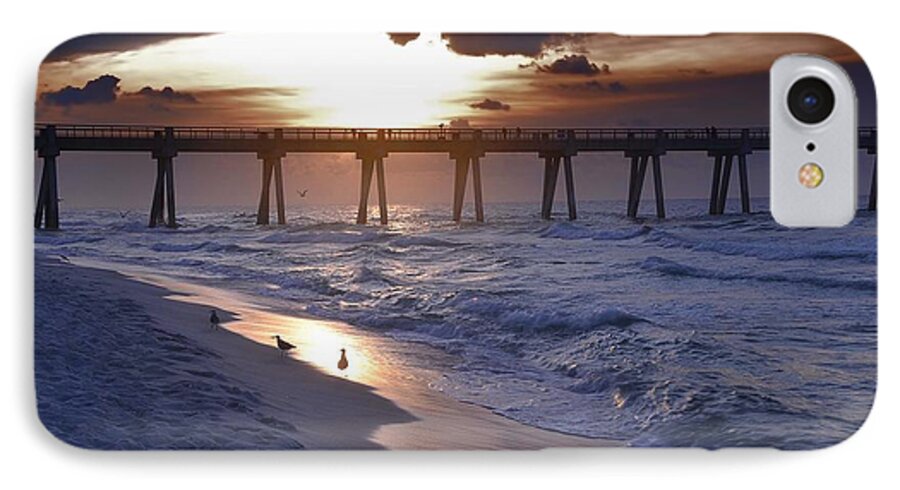 Sunrise iPhone 7 Case featuring the photograph Sunrise Over the Pier by Renee Hardison