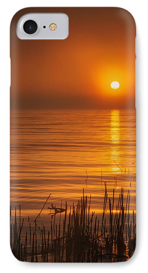 Gold iPhone 7 Case featuring the photograph Sunrise Through the Fog by Scott Norris