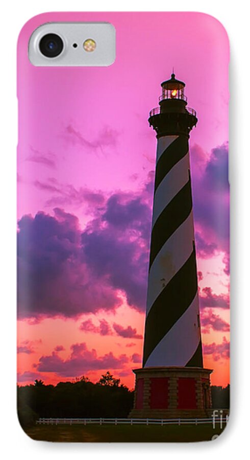 Lighthouse iPhone 7 Case featuring the photograph Sunset at Cape Hatteras vertical by Nick Zelinsky Jr