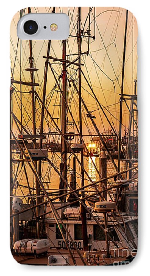 Sunset Boat Dock iPhone 7 Case featuring the photograph Sunset Boat Masts at Dock Morro Bay Marina Fine Art Photography Print sale by Jerry Cowart
