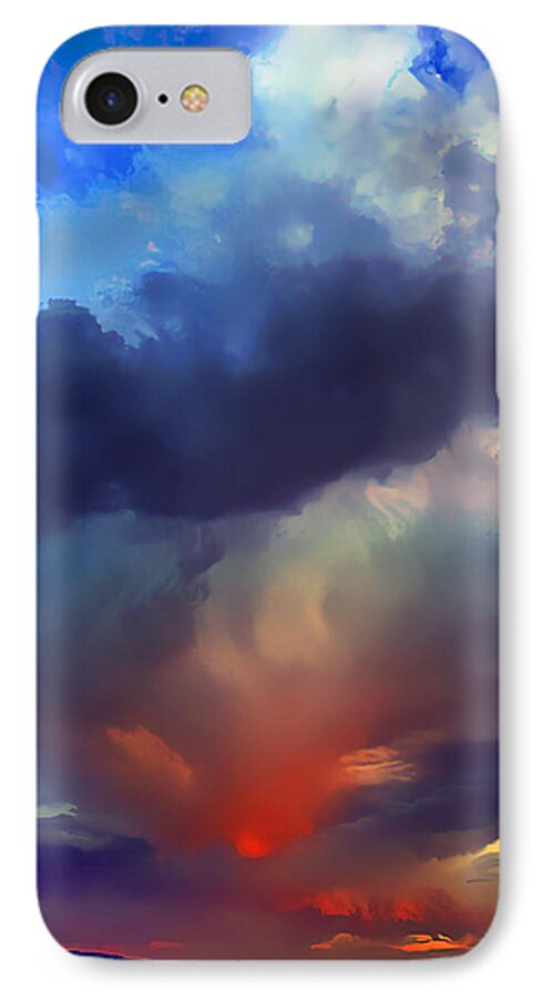 Albuquerque Skies iPhone 7 Case featuring the digital art Sunset Clouds over Albuquerque by Wernher Krutein