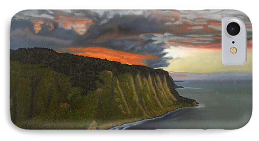Waipio Lookout iPhone 7 Case featuring the painting Sunset in Paradise by Thu Nguyen