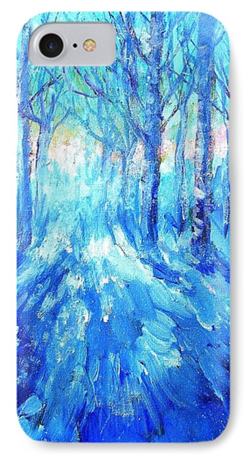 Sunset iPhone 7 Case featuring the painting Sunset in a Winter Wood by Trudi Doyle