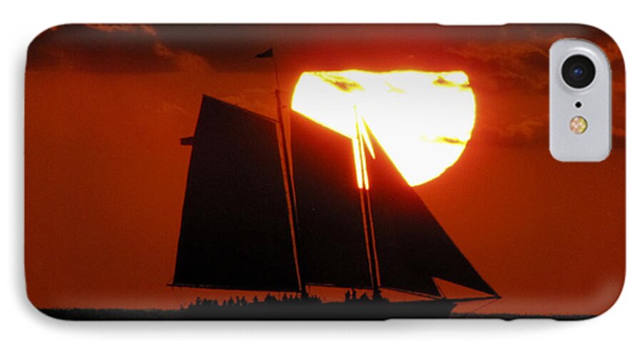 Orange iPhone 7 Case featuring the photograph Key West Sunset Sail 5 #1 by Bob Slitzan