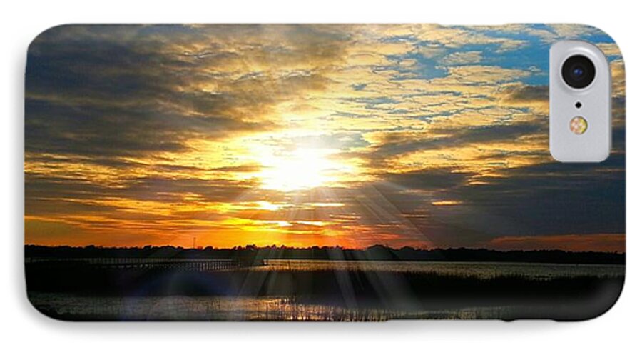 Charleston iPhone 7 Case featuring the photograph Sunset Sets Off Cloud Explosion by Joetta Beauford