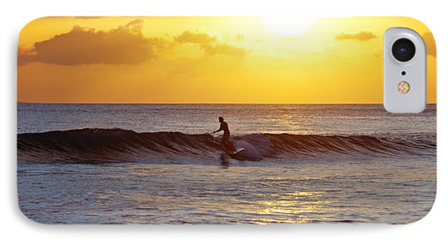 Stand Up Paddling iPhone 7 Case featuring the photograph Sunset Surf Maui by David Olsen