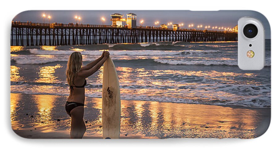 Photography iPhone 7 Case featuring the photograph Surfer Girl at Oceanside Pier 1 by Lee Kirchhevel
