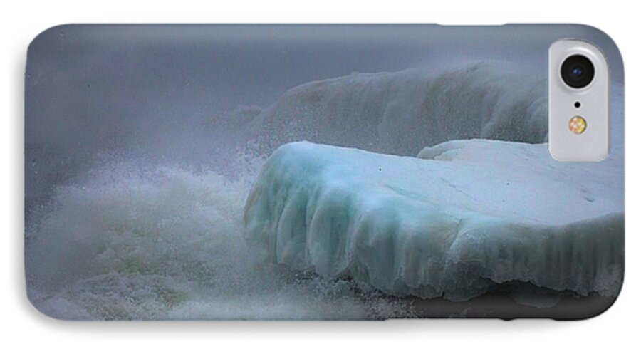 lake Superior stoney Point Ice Splash Storm Nature north Shore Frozen Blizzard Snowstorm greeting Cards mary Amerman surging Sea iPhone 7 Case featuring the photograph Surging Sea by Mary Amerman
