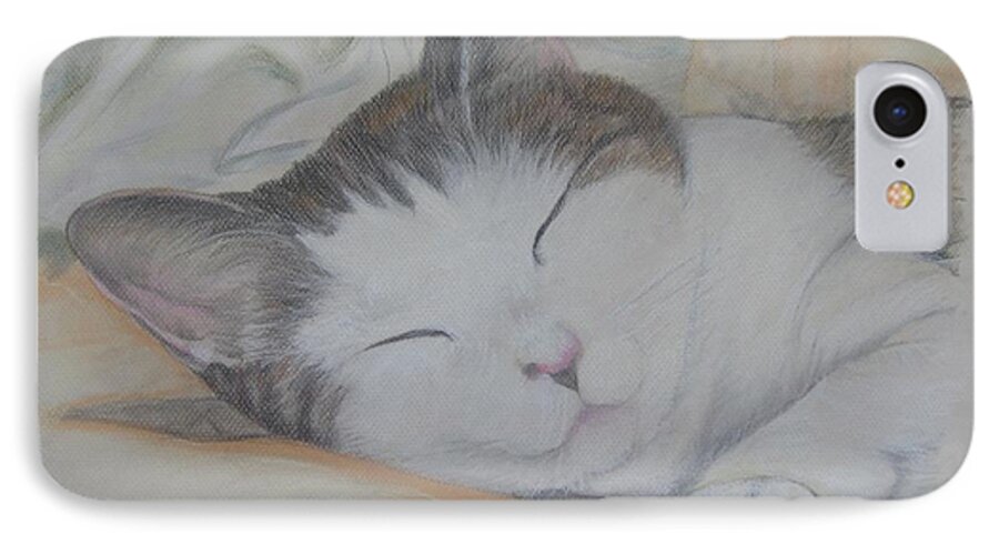 Pastel iPhone 7 Case featuring the painting Sweet While Sleeping by Cathy Lindsey
