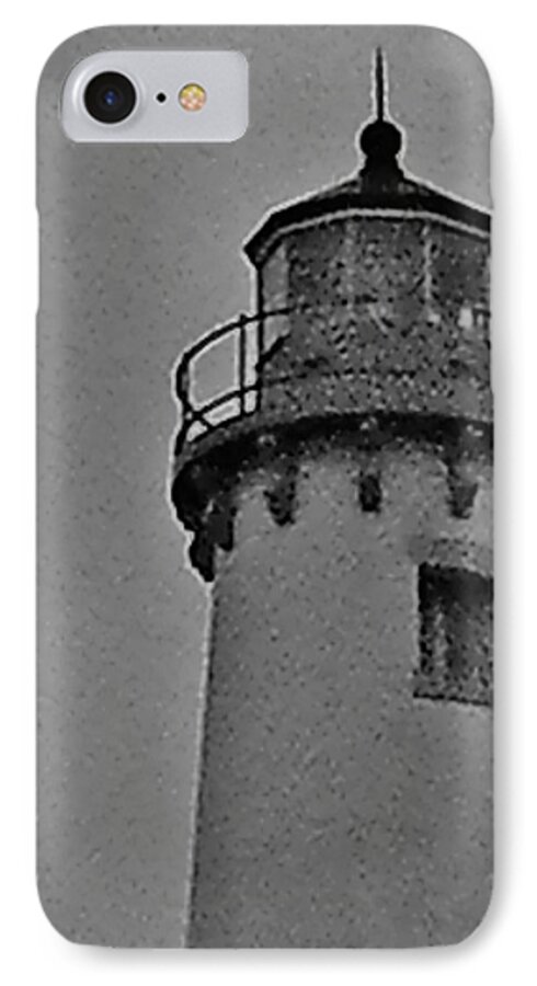 Light Houst iPhone 7 Case featuring the photograph Tawas Point in the rain by Daniel Thompson