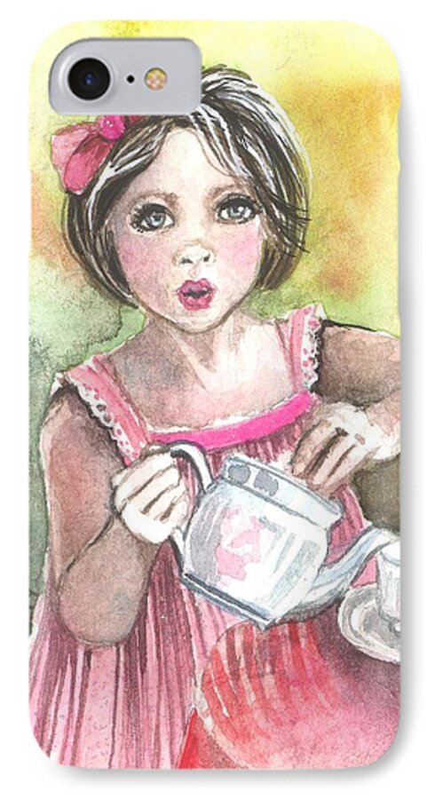 Child iPhone 7 Case featuring the painting Tea Granny by Kim Whitton