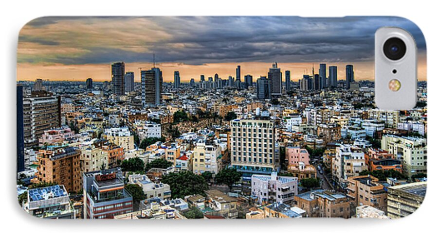 Ronsho iPhone 7 Case featuring the photograph Tel Aviv skyline winter time by Ron Shoshani