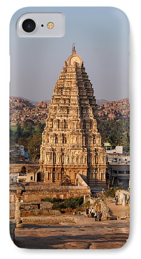 Ancient Buildings iPhone 7 Case featuring the digital art Temple at Hampi by Carol Ailles