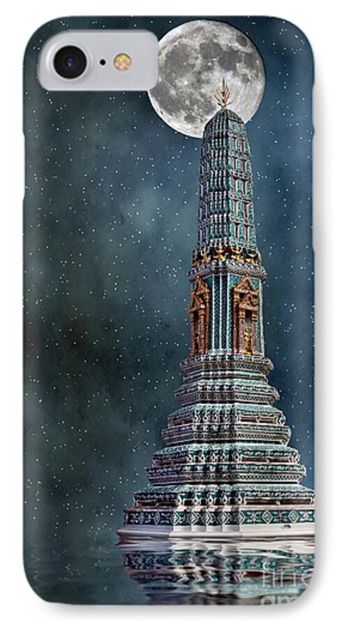 Temple iPhone 7 Case featuring the photograph Temple Moon by Shirley Mangini