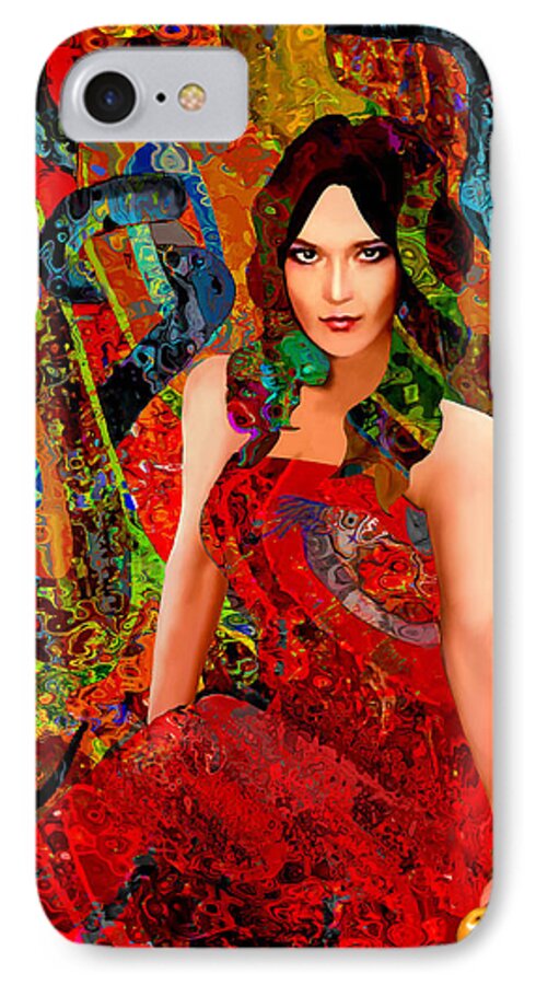 Green iPhone 7 Case featuring the painting Temptation by Jann Paxton
