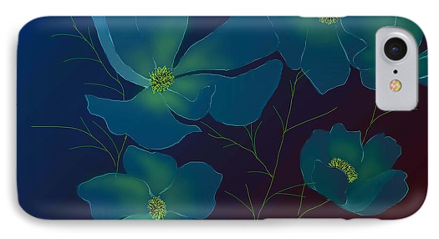 Cosmos Flowers Painting iPhone 7 Case featuring the digital art Tender cosmos by Latha Gokuldas Panicker