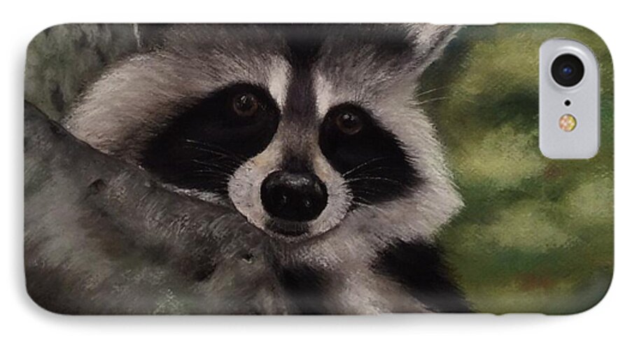 Raccoons iPhone 7 Case featuring the painting Tennessee Wildlife - Raccoon by Annamarie Sidella-Felts