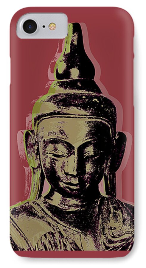 Pop Art iPhone 7 Case featuring the digital art Thai Buddha #1 by Jean luc Comperat