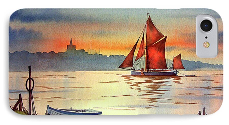 Thames Barge iPhone 7 Case featuring the painting Thames Barge At Maldon Essex by Bill Holkham