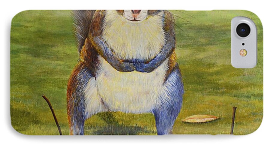 Eastern Gray Squirrel iPhone 7 Case featuring the painting The Acorn by AnnaJo Vahle