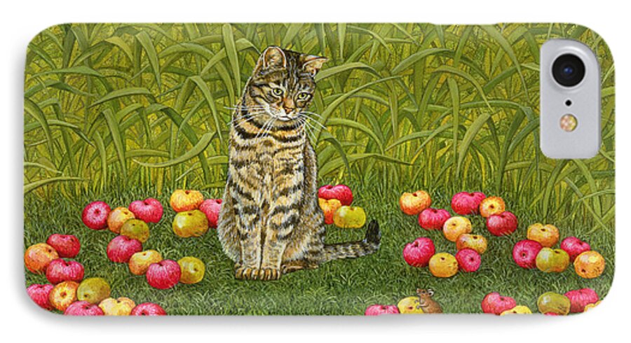 Cat iPhone 7 Case featuring the painting The Apple Mouse by Ditz