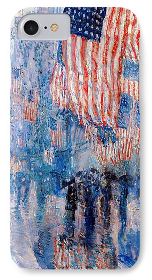 #faatoppicks iPhone 7 Case featuring the digital art The Avenue In The Rain by Frederick Childe Hassam