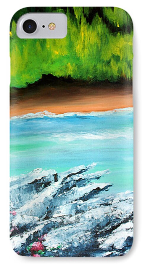 Waterscape iPhone 7 Case featuring the painting The Cliff by Ellen Canfield