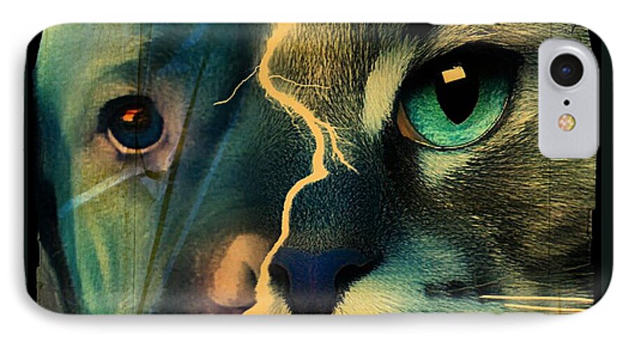 The Dog Connection iPhone 7 Case featuring the digital art The Dog Connection -Green by Kathy Tarochione
