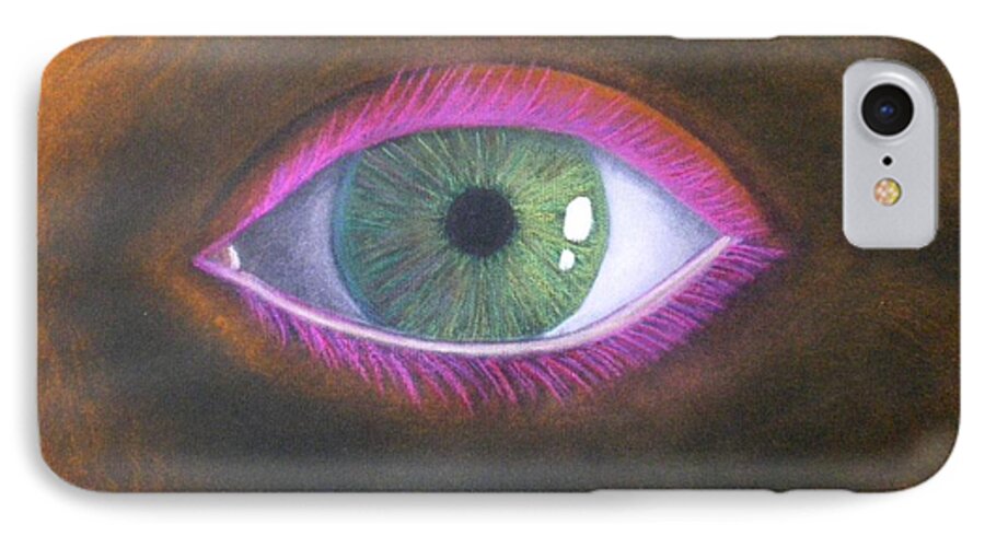 Eye iPhone 7 Case featuring the pastel The Eye of the ONE by Nieve Andrea 