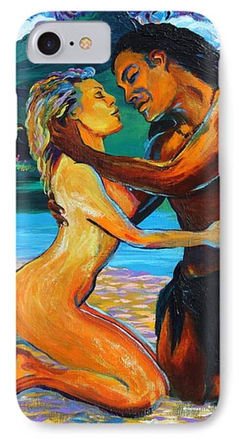 Nude iPhone 7 Case featuring the painting The First Kiss by Karon Melillo DeVega