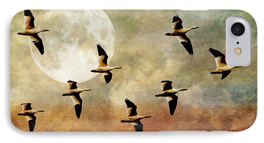Birds iPhone 7 Case featuring the digital art The Flight Of The Snow Geese by Lois Bryan