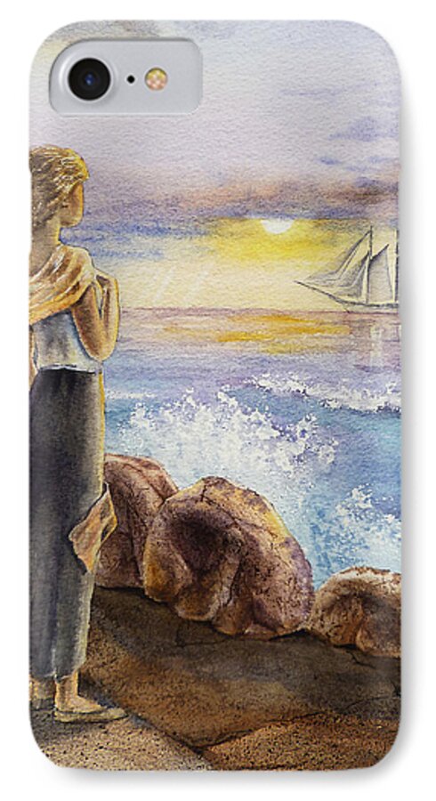Girl iPhone 7 Case featuring the painting The Girl And The Ocean by Irina Sztukowski