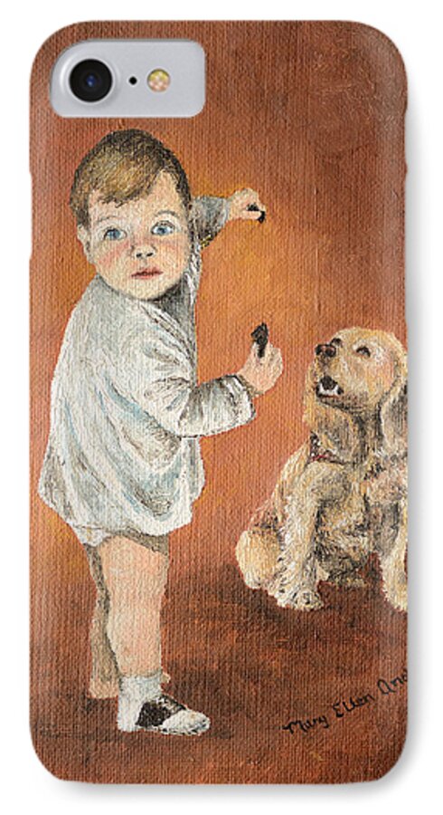 Dog iPhone 7 Case featuring the painting The Guilty Ones by Mary Ellen Anderson