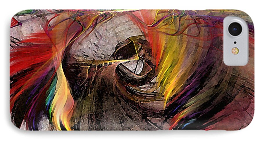Abstract iPhone 7 Case featuring the digital art The Huntress-Abstract Art by Karin Kuhlmann
