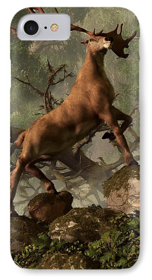 Irish Elk iPhone 7 Case featuring the digital art The Irish Elk by Daniel Eskridge