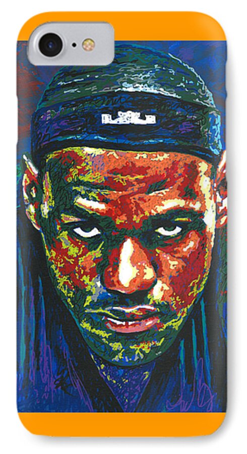 Lebron iPhone 7 Case featuring the painting The LeBron Death Stare by Maria Arango